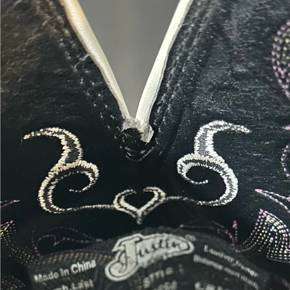 Justin Black and Purple Western Boots - Picture 7 of 7